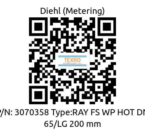 Diehl (Metering)-P/N: 3070358 Type:RAY FS WP HOT DN 65/LG 200 mm price