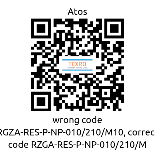 Atos-wrong code RGZA-RES-P-NP-010/210/M10, correct code RZGA-RES-P-NP-010/210/M price