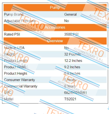 General Pump-TS2021 price