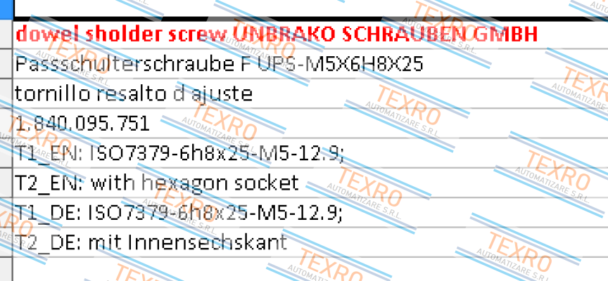 Unbrako-UPS-M5X6H8X25 old reference,1105370 new reference (MOQ 2 boxes x50 pcs.)  price