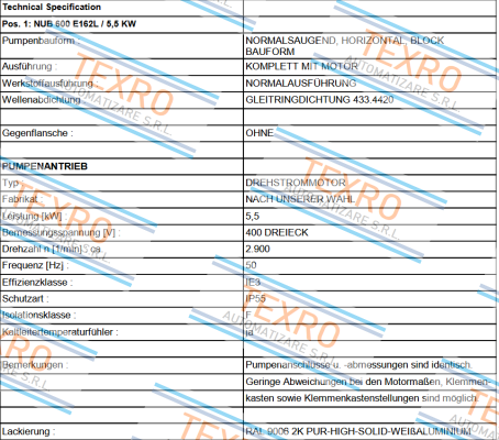 Edur-NUB 600 E162L / 5,5 KW price