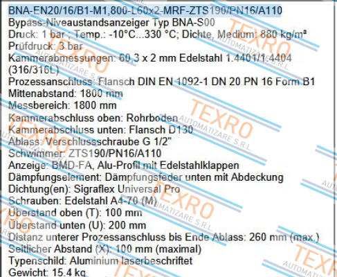 Ksr Kuebler-BNA-EN20/16/B1-M1,800-L60x2-MRF-ZTS190/PN16/A110 price