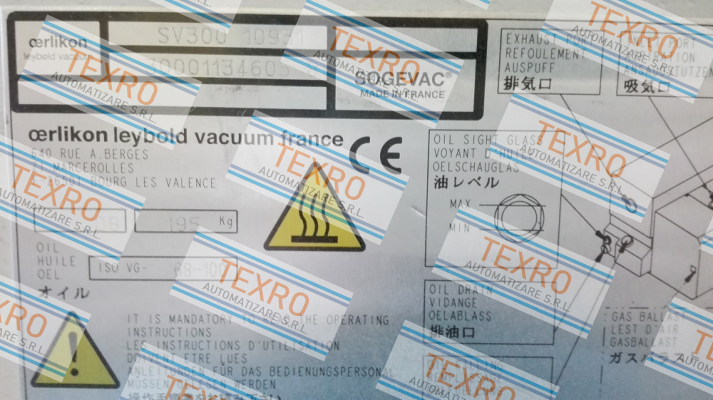 Leybold-Plate Valves For Vacuum PumpMOD: Sogevac SV 300 10931 LEYBOLD  price