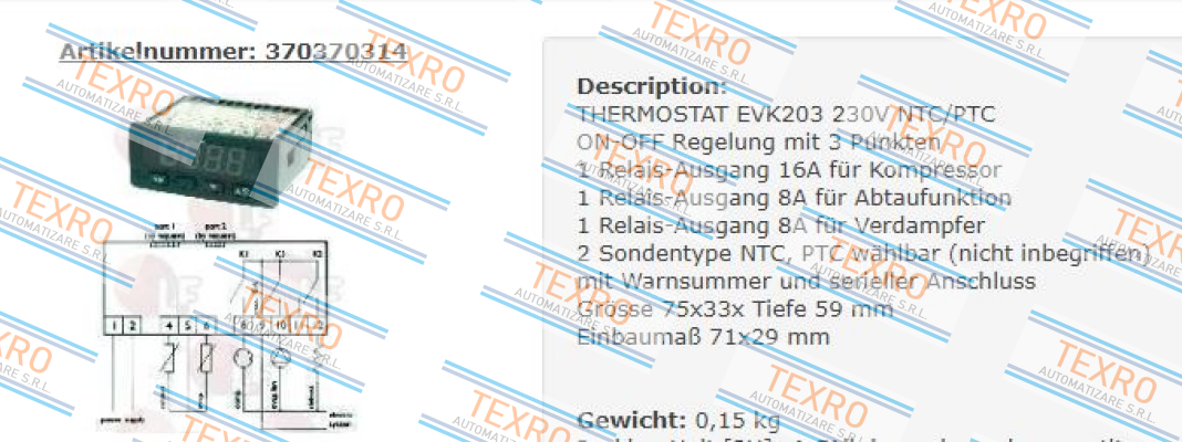 EVCO - Every Control-Typ EVK203 71x29mm price