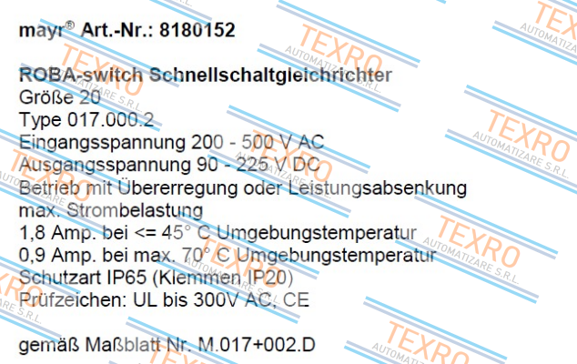 Mayr-P/N: 8180152 Type: 017.000.2  price