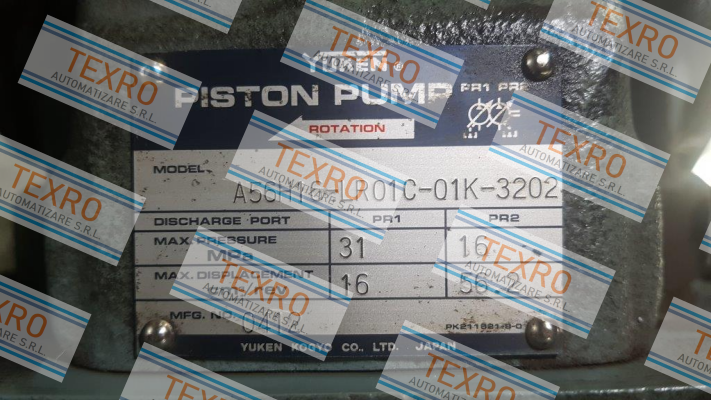 Yuken-A56H16-LR01C-01K-3202 old code - new code A56H16-LR01C-01K-3203 price