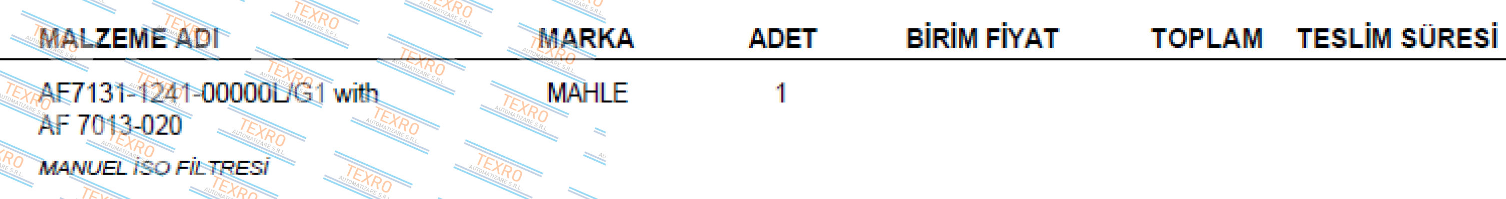 MAHLE-AF    7013-020 F.AF 71** price