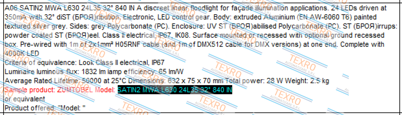 Zumtobel-SATIN2 MWA L630 24L35 32° 840 IO  price