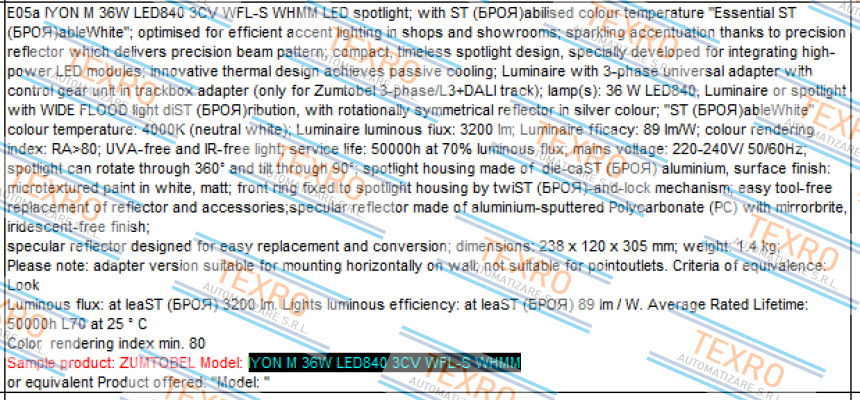 Zumtobel-IYON M LED2900-930 LDO 3CY FL-S WHMM  price
