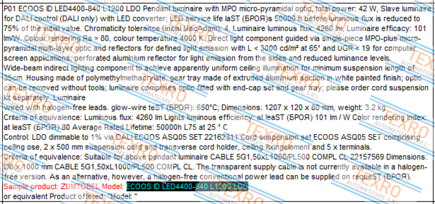 Zumtobel-ECOOS ID LED4400-840 L1200 LDO  price