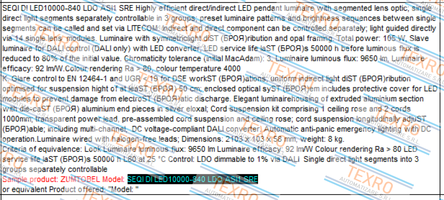 Zumtobel-SEQI DI LED10000-840 LDO ASI1 SRE  price