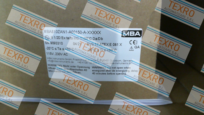 MBA Instruments-MBA810ZAN1-A00150-A-XXXXX (1213568) price