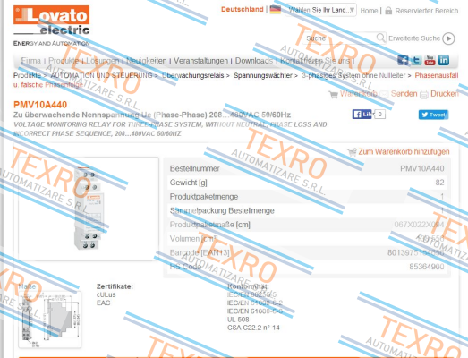 Lovato-PMV10A440 price
