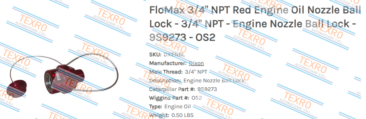 Dixon-9S9273     3/4" NPT male Thread price
