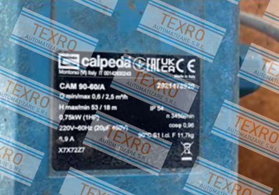 Calpeda-CAM 90-60/A Serial No:2021478920 price