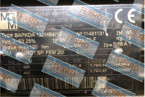 M.G.M MOTORI-BAPKDA 132MB4/12  price