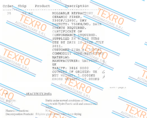 Unifrax-CA FIBERFRAX MOULDABLE 120 price